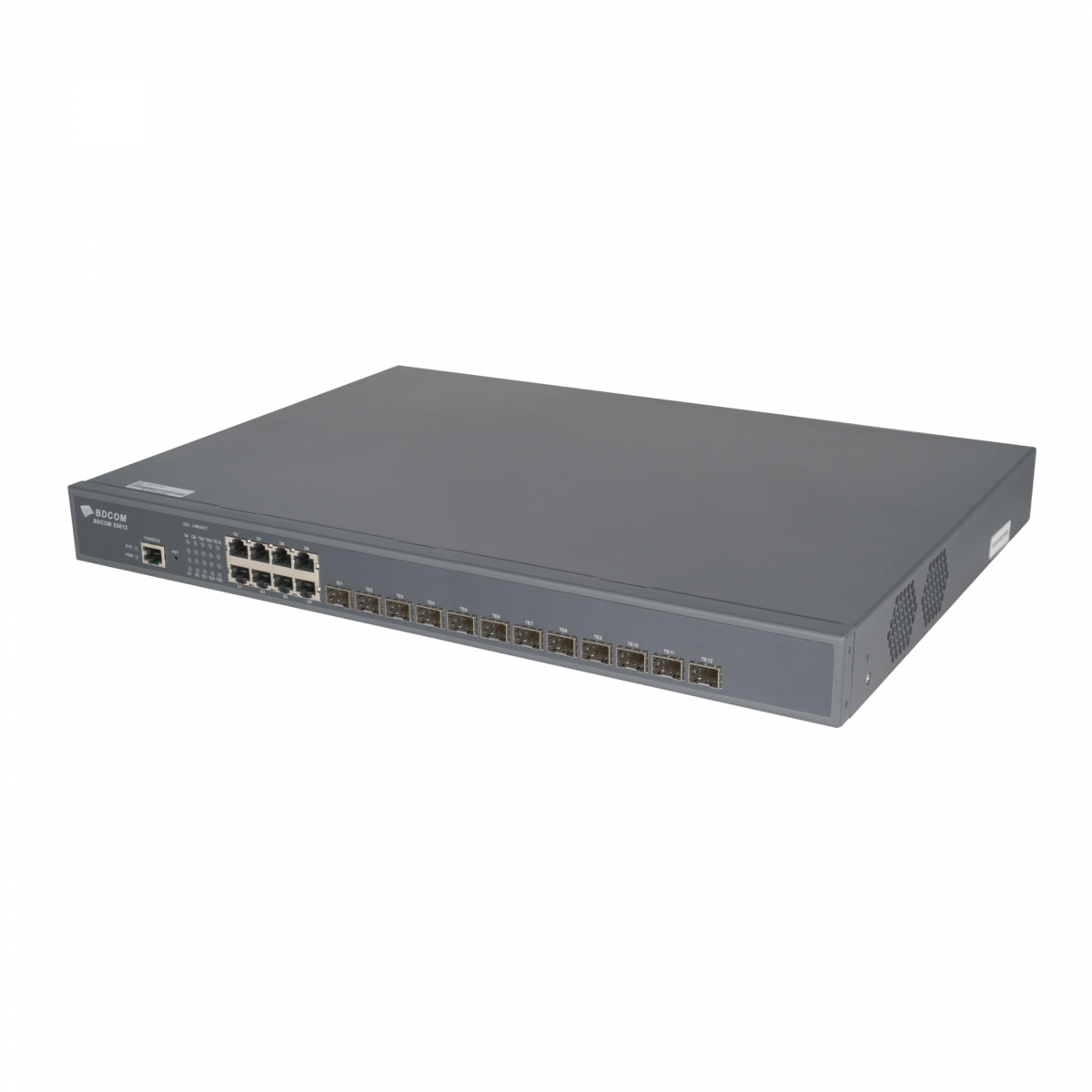 Управляемый коммутатор уровня 3 BDCOM S5612-2AC, 8x 10/100/1000Base-T, 12x 1/10GE SFP+, 2x 220VAC (встроенные БП)