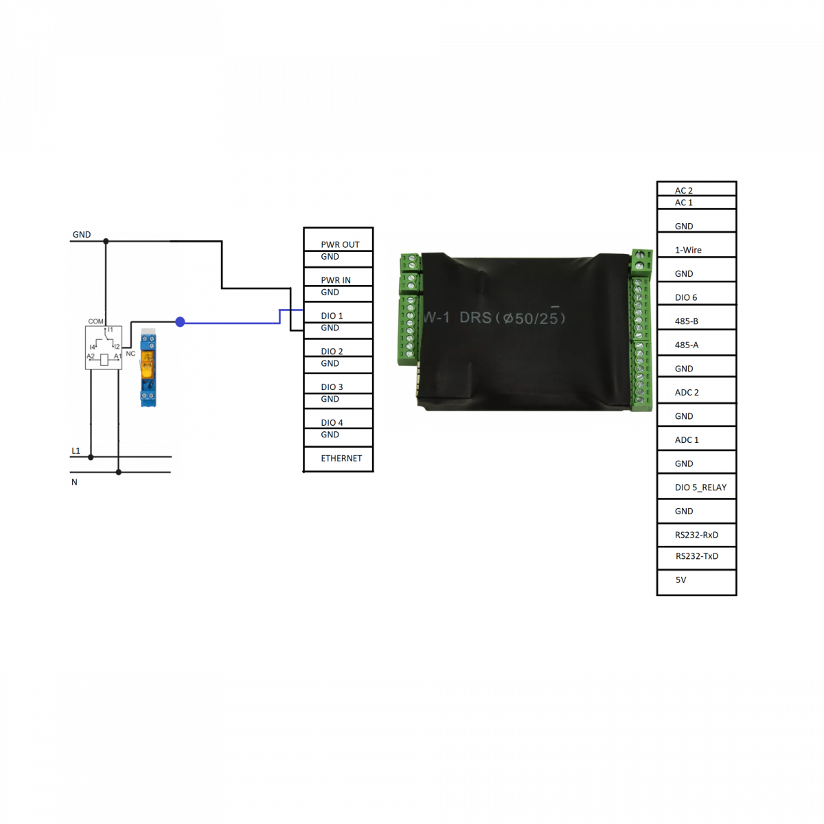 Датчик напряжения на DIN рейку с дискретным выходом "Phase Detector-DIN"