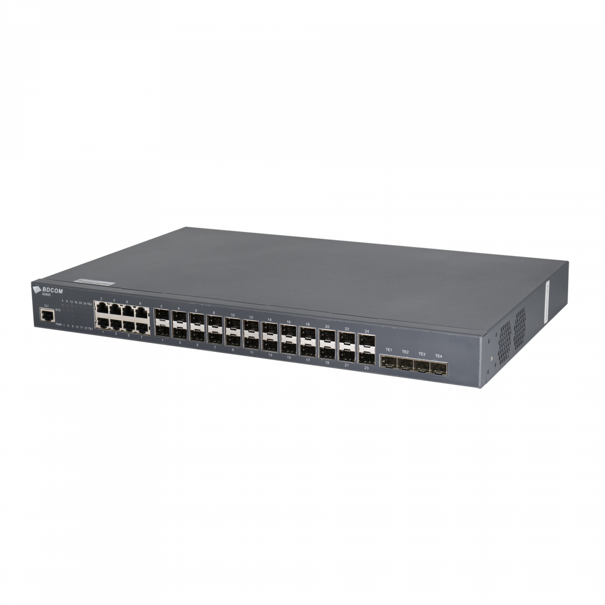 Управляемый коммутатор уровня 3 BDCOM S2900-24S8C4X, 16x 100/1000BaseX SFP, 8x Combo 10/100/1000BaseT / 100/1000BaseX SFP, 4x 1/10GE SFP+, 220VAC