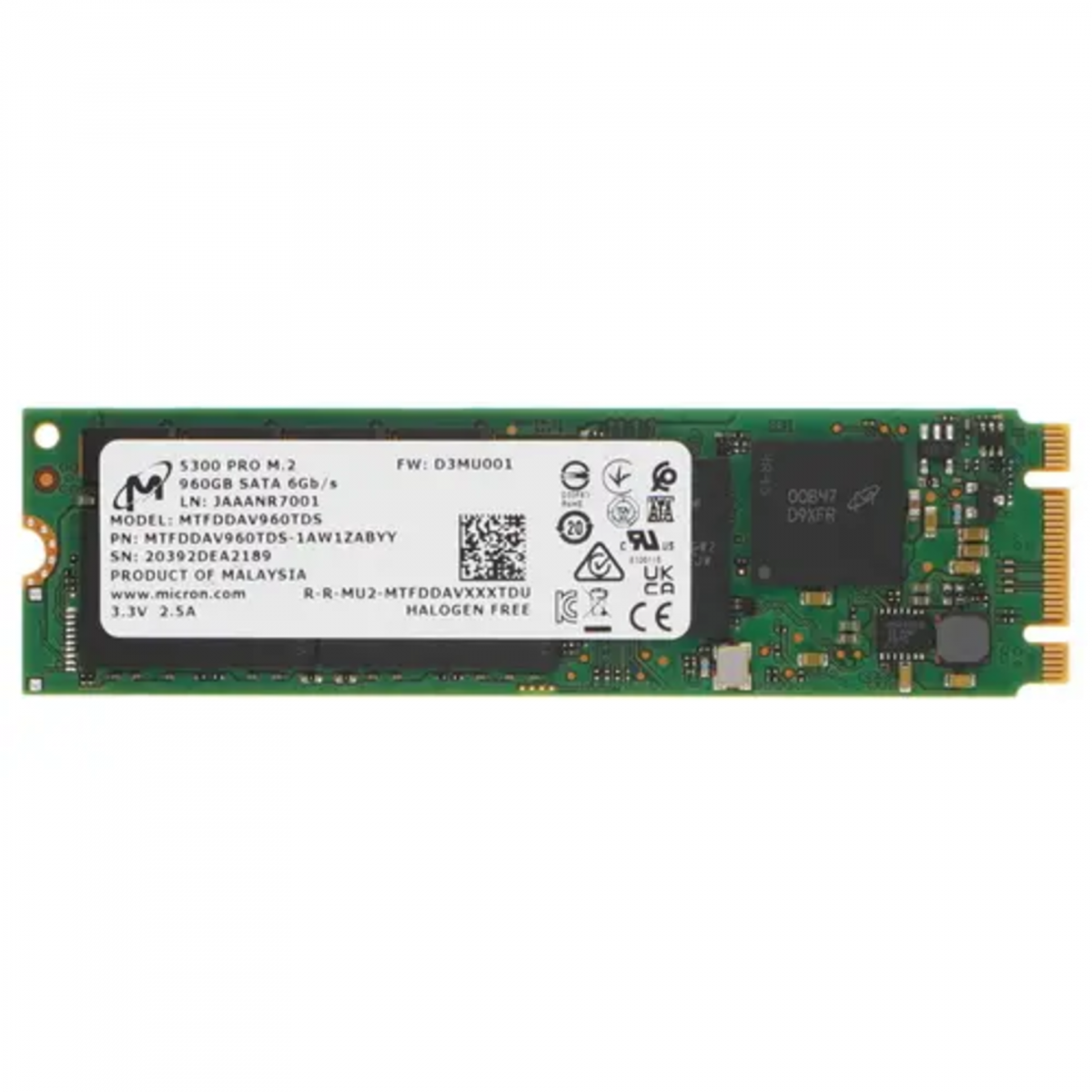 Накопитель SSD Micron 5300PRO, M.2 SATA, 3D TLC, 960Gb