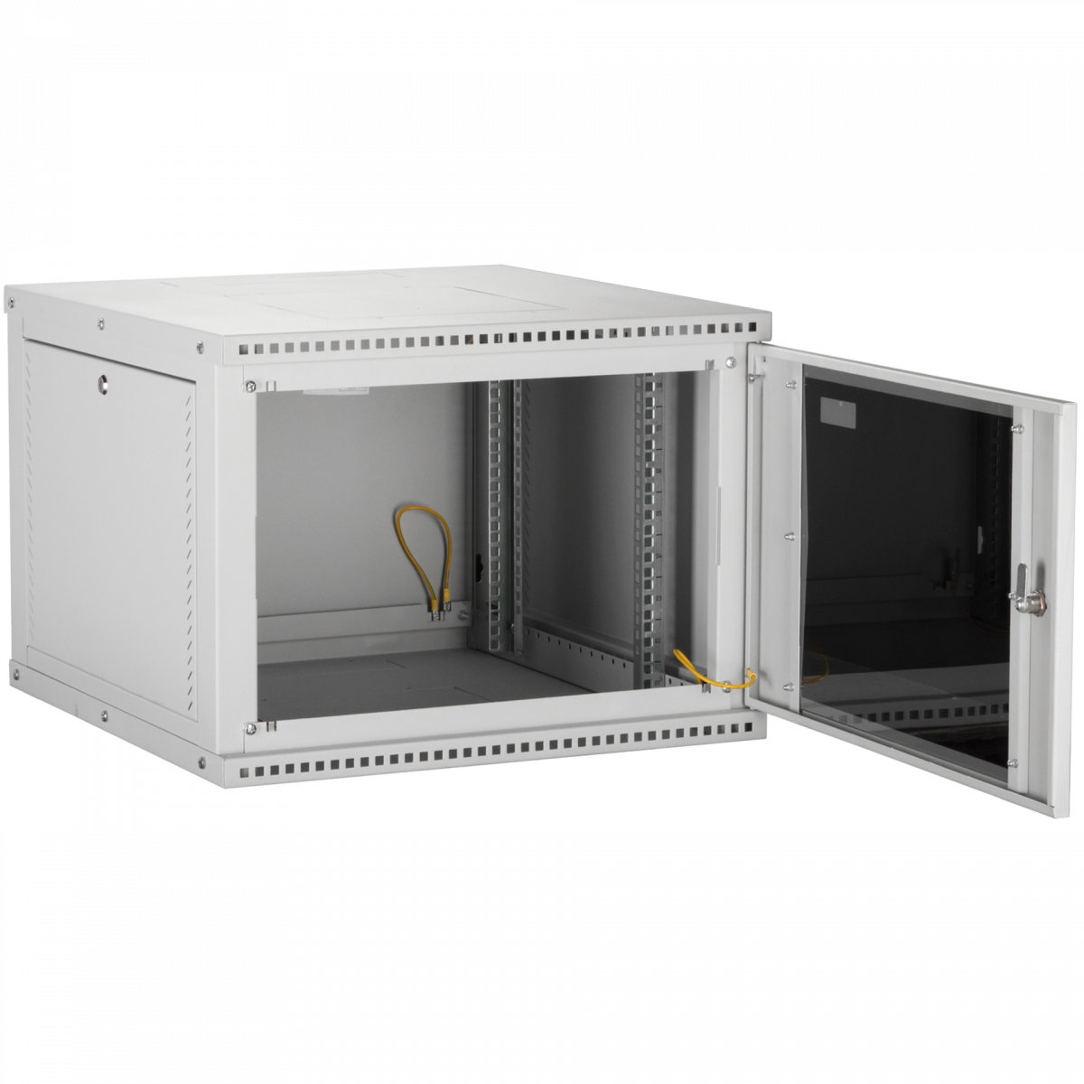 Настенный разборный шкаф TLK 19", 9U, стеклянная дверь, Ш600хВ436хГ450мм, 1 пара монтажных направляющих, серый